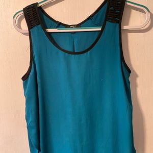 Teal high low tank top with side slits